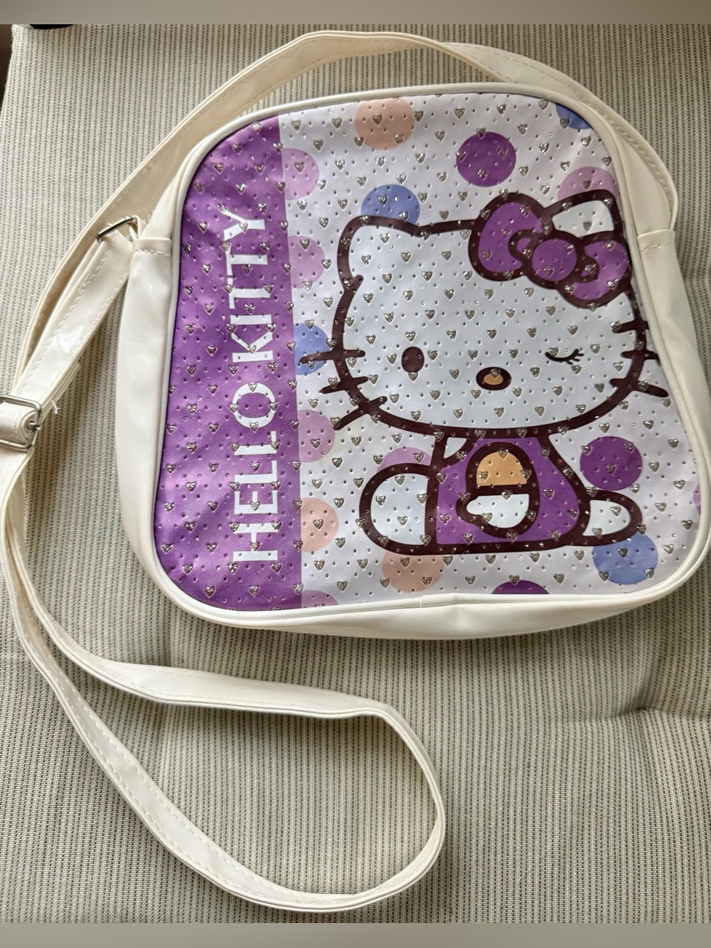 Hello Kitty White & Purple Polka Dot Crossbody Bag